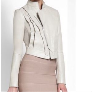 BCBG Cream (Talc) Genuine Leather Jacket